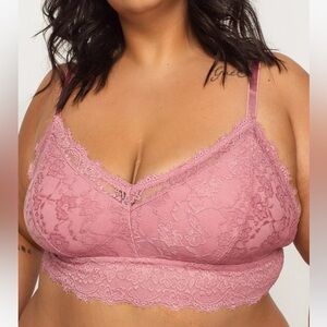 Abibelle Valentine Pink Lace & Mesh Bralette Size L
